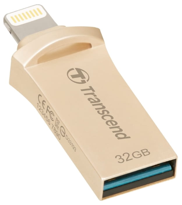 USB Transcend JetDrive Go 500 / 32GB / OTG / Lightning + USB3.1 / Gold