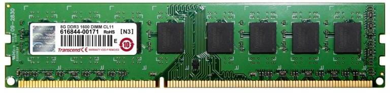 RAM Transcend JetRam 8GB / DDR3 / 1600MHz / PC12800 / CL11 / 1.35V / JM1600KLH-8G /
