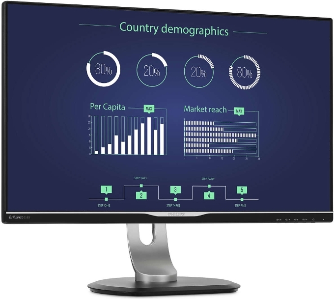 Monitor Philips 258B6QUEB / 25.0" IPS W-LED 2560x1440 WQHD / 5ms GTG / 350cd /  DCR 20 Mln:1 / Super Narrow Border / Black