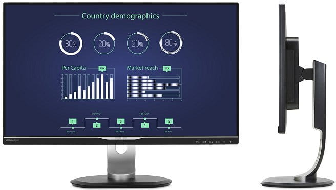 Monitor Philips 258B6QUEB / 25.0" IPS W-LED 2560x1440 WQHD / 5ms GTG / 350cd /  DCR 20 Mln:1 / Super Narrow Border / Black