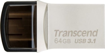 USB Transcend JetFlash 890 64GB / OTG / USB3.1 + Type-C / Silver