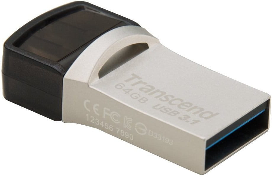 USB Transcend JetFlash 890 64GB / OTG / USB3.1 + Type-C / Silver