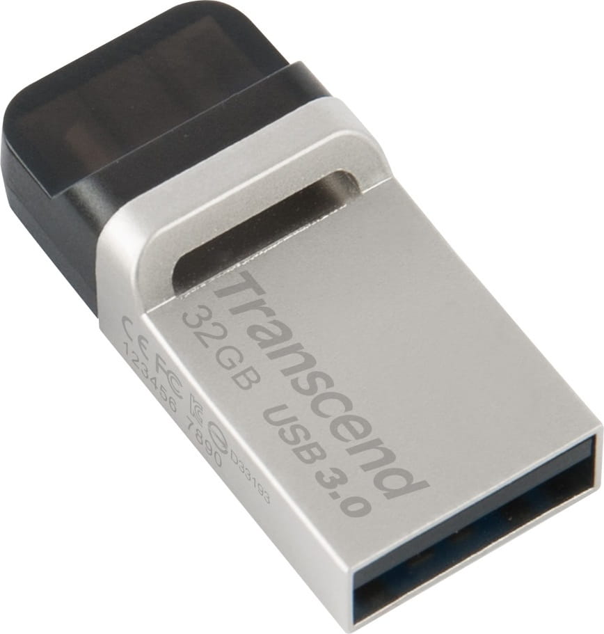 USB Transcend JetFlash 880 32GB / OTG / USB3.0 + Micro-USB / Silver