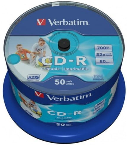 Verbatim 700MB 52x 50cake AZO Printable NO ID Brand 43438