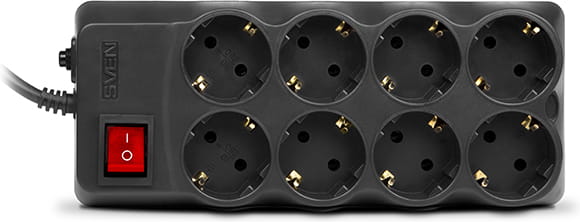 Surge Protector Sven Optima Pro / 8 Sockets / 3.1m / Black