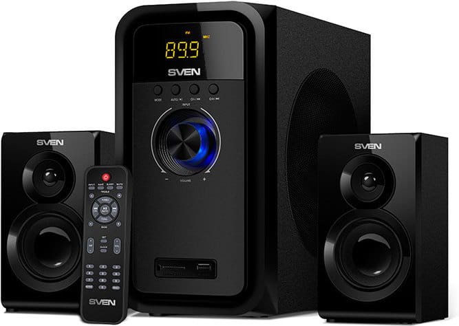 Speakers Sven MS-2051 / 2.1 / RMS 55W / Bluetooth / FM-tuner / USB & SD card / Black