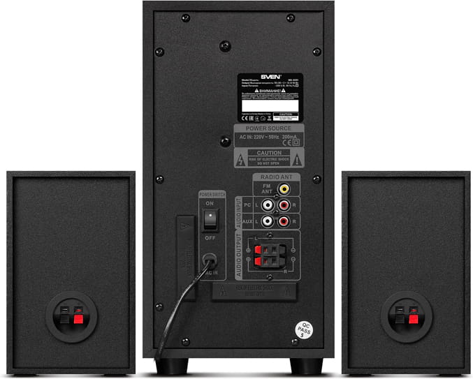 Speakers Sven MS-2051 / 2.1 / RMS 55W / Bluetooth / FM-tuner / USB & SD card / Black