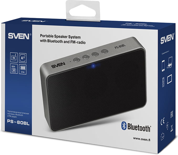 Speakers Sven PS-80BL / Bluetooth / 6W / Black