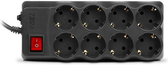 Surge Protector Sven Optima Pro / 8 Sockets / 1.8m / Black
