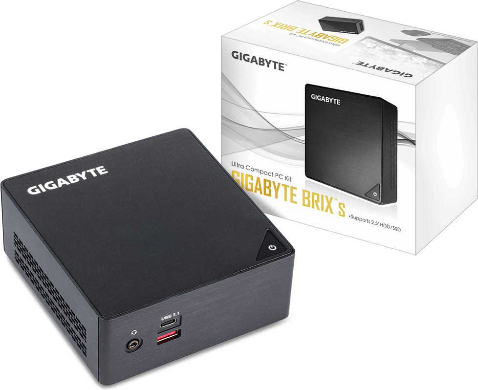 Mini PC GIGABYTE Brix S GB-BKi7HA-7500 / i7-7500U / 2xSO-DIMM DDR4 / Supports 2.5&rdquo; HDD/SSD / Gbit LAN / Vesa Mount