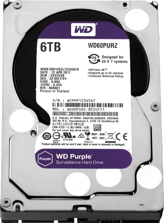 HDD Western Digital Caviar Purple WD60PURZ / 6.0TB / 3,5" / SATA / 64Mb / IntelliPower