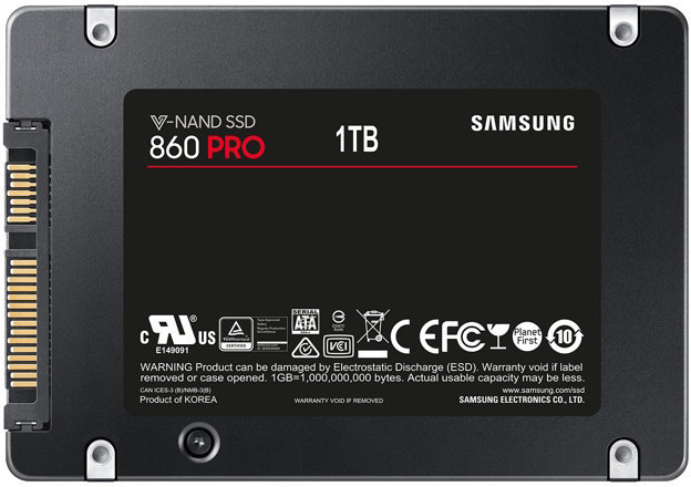SSD Samsung 860 PRO MZ-76P1T0BW / 1.0TB / 2.5" SATA / V-NAND 2bit MLC /