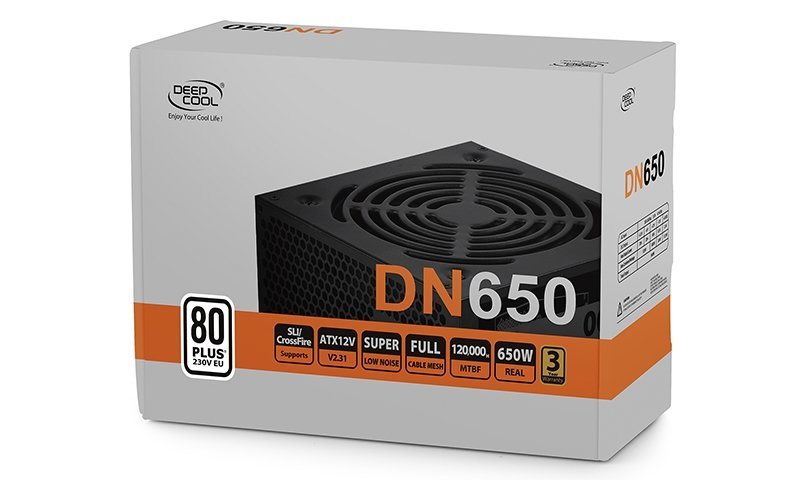 PSU Deepcool DN650 / 650W / ATX 2.31 / 80 PLUS / Active PFC / 120mm fan with PWM / XDC-DN650 / Black