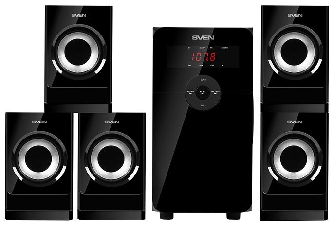 Speakers Sven HT-201 / 5.1 / 80w RMS / Bluetooth + EDR / FM-tuner / USB & SD card Input / Black
