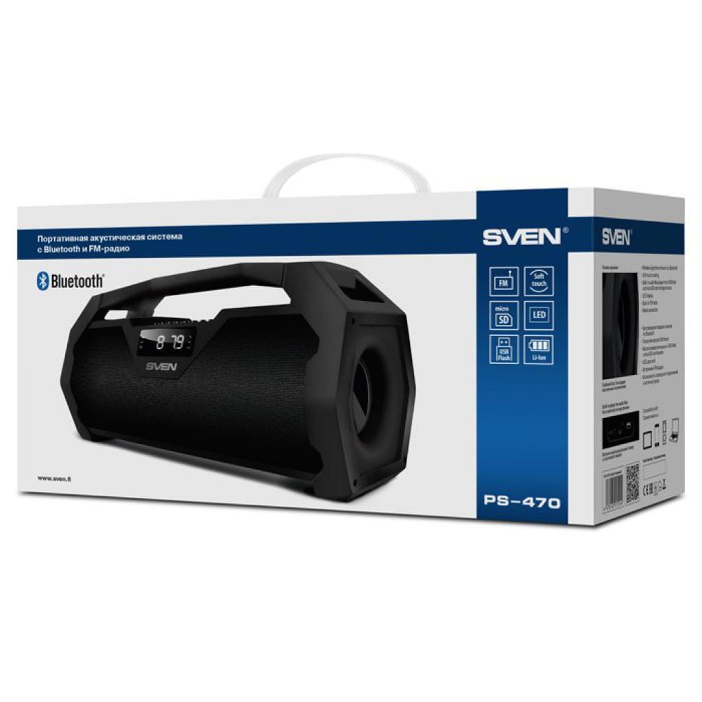 Speakers Sven PS-470 / 18w / Portable / Bluetooth / Battery 1800 mAh / Black
