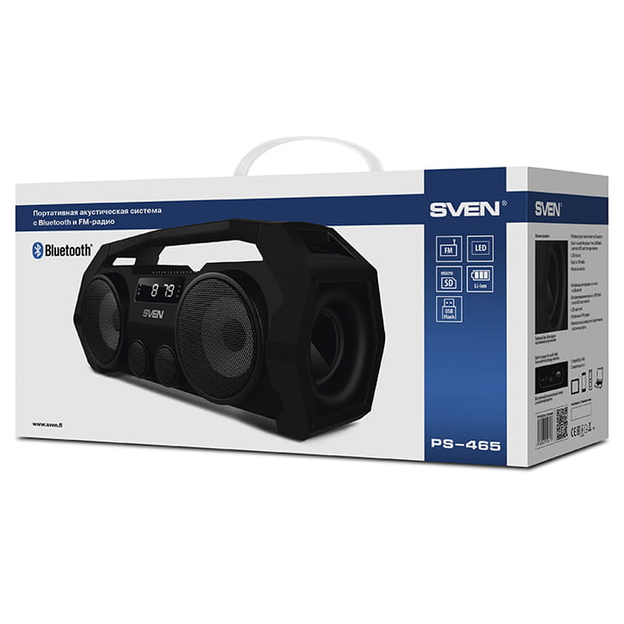 Speakers Sven PS-465 / 18W RMS / Bluetooth / Portable Black