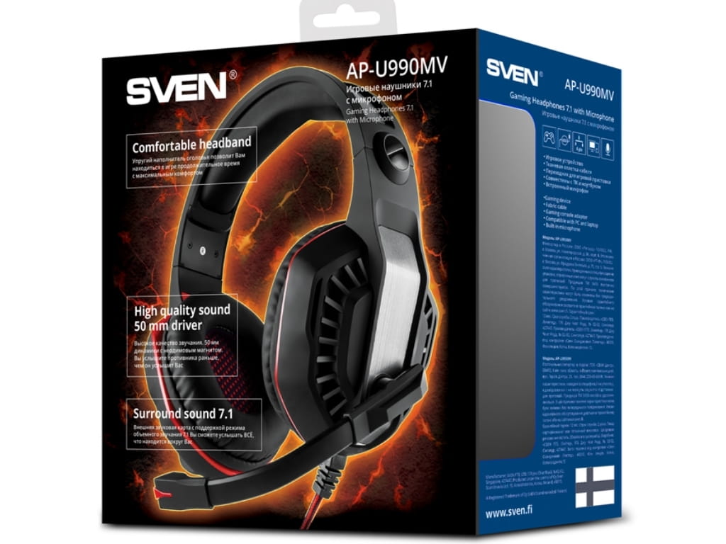 Headset Sven AP-U990MV / External sound card 7.1 USB / Black
