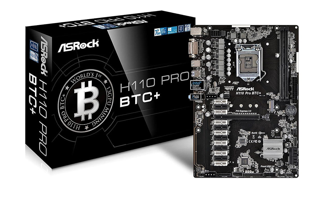MB ASRock H110 PRO BTC+ / S1151 / Intel H110 / 2xDDR4 2400 / ATX / Bitcoin Mining /