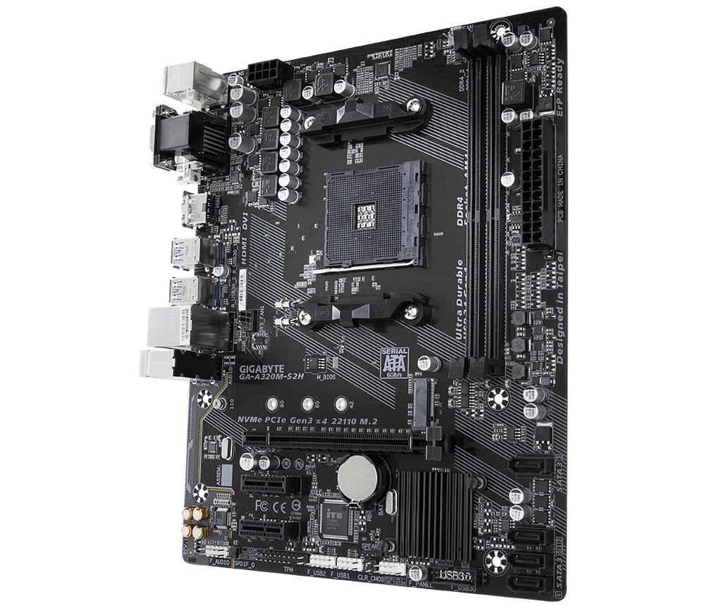 MB GIGABYTE A320M-S2H / Socket AM4 / AMD A320 / Dual 2xDDR4-3200 / mATX