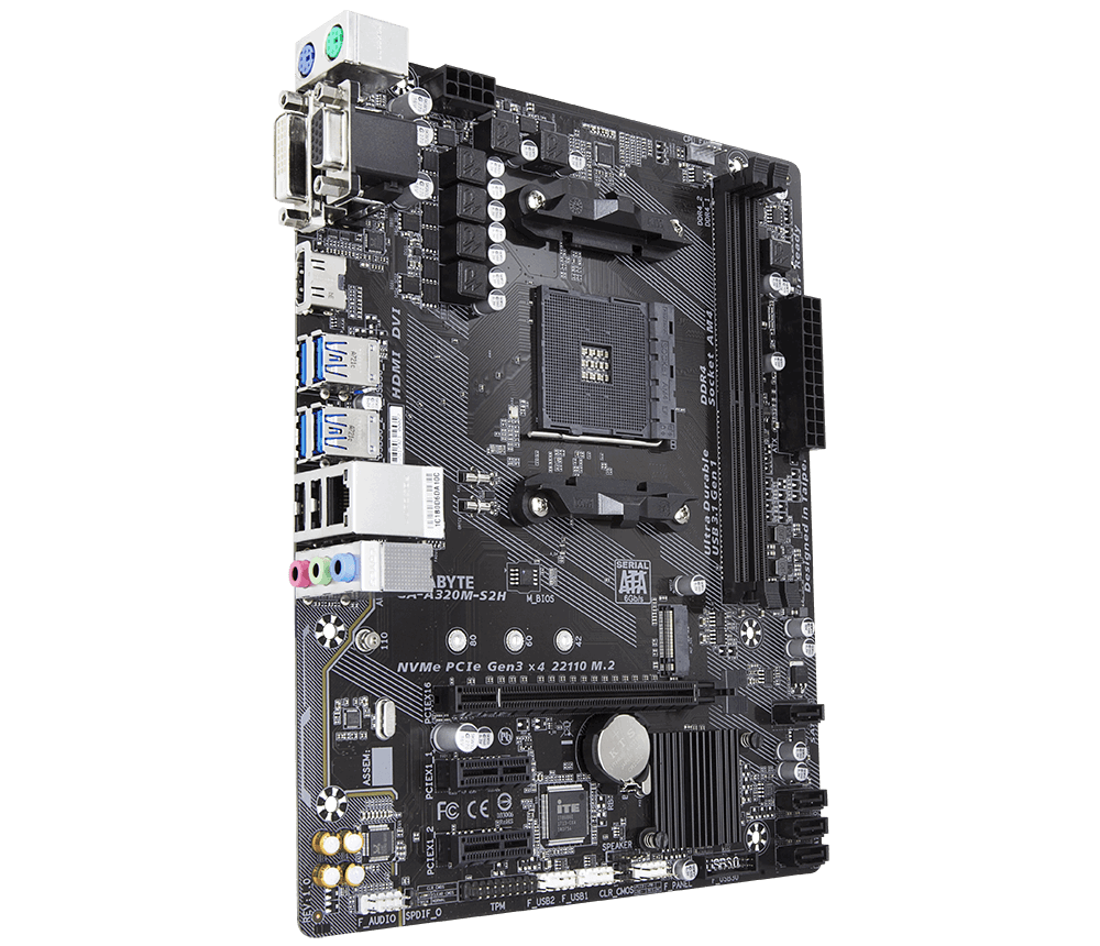 MB GIGABYTE A320M-S2H / Socket AM4 / AMD A320 / Dual 2xDDR4-3200 / mATX