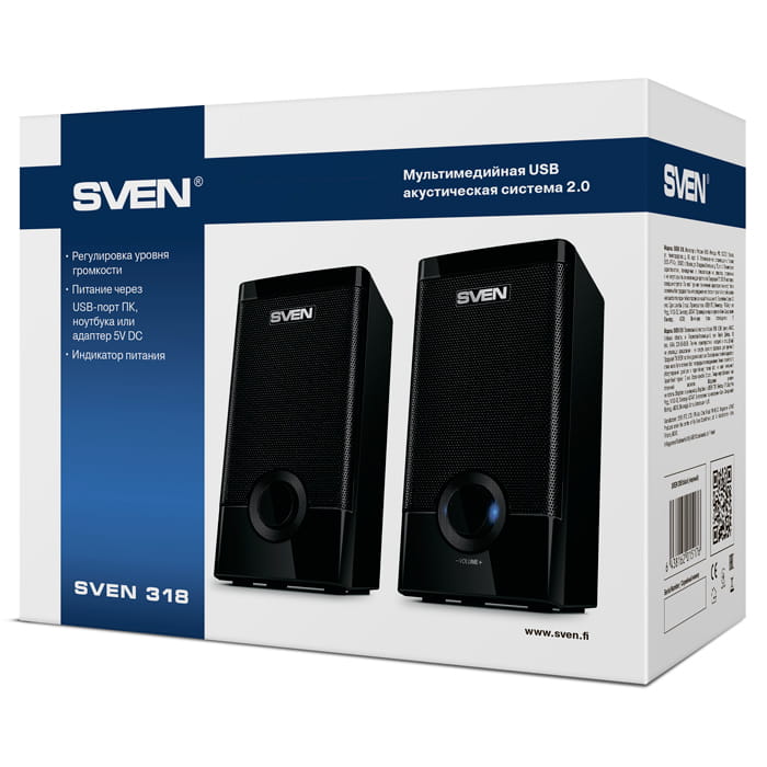 Speakers Sven 318 / 2.0 / 5W RMS / Black