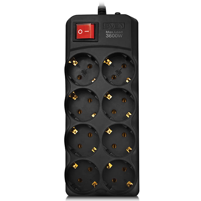 Sven SF-08-16 / 8 Sockets / 1.8m / Black