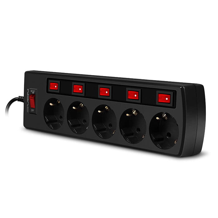 Surge Protector Sven SF-05PL / 5 Sockets / 1.8m / Black