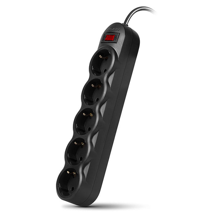 Surge Protector Sven SF-05L / 5 Sockets / 3.0m / Black