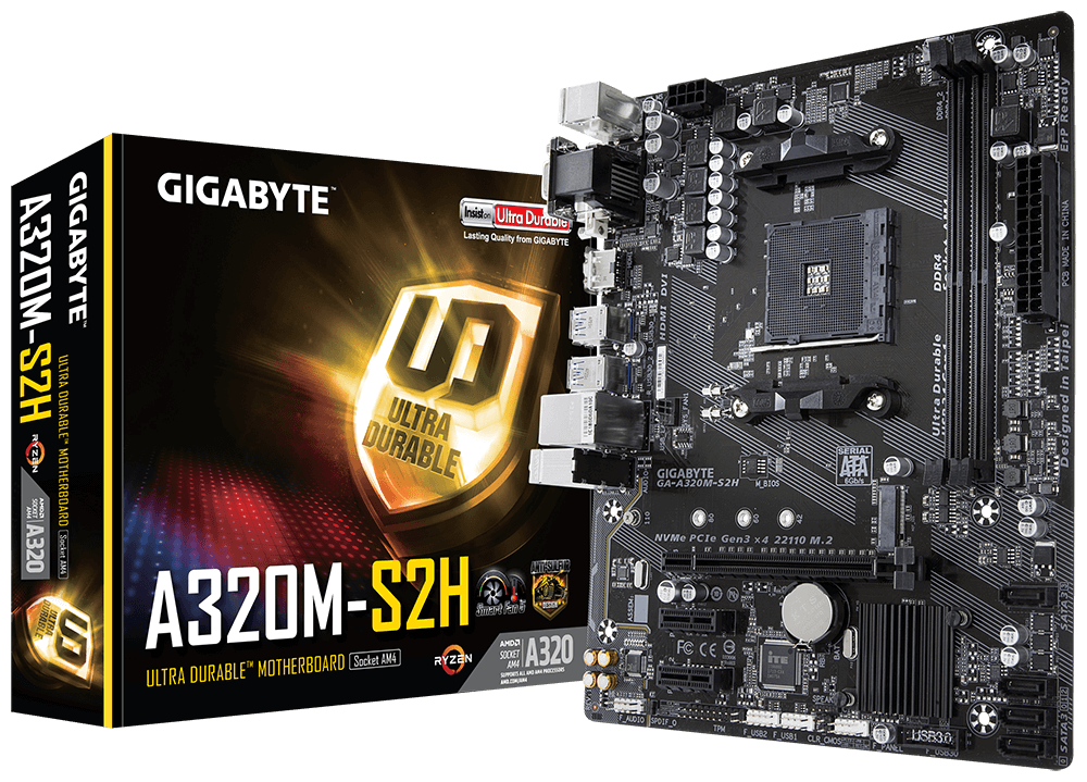 GIGABYTE GA-A320M-S2H / Socket AM4 Dual 2xDDR4 3200 mATX