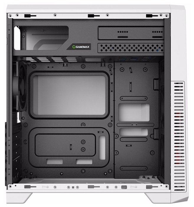 Case GameMax G561 / ATX / Transparent side panel / 3 x 12cm Blue LED Ring-type Fans / White