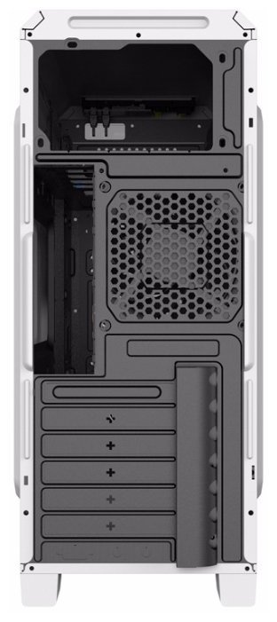 Case GameMax G561 / ATX / Transparent side panel / 3 x 12cm Blue LED Ring-type Fans / White