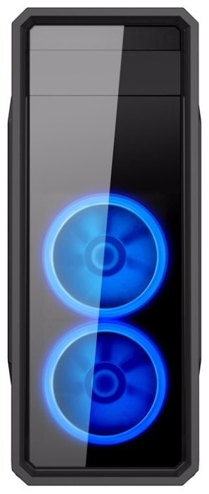 Case GameMax G561 / ATX / Transparent side panel / 3 x 12cm Blue LED Ring-type Fans / Black