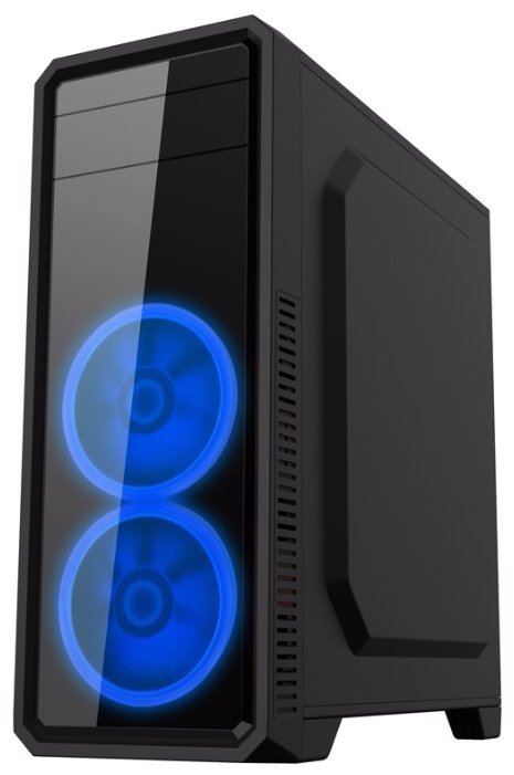 Case GameMax G561 / ATX / Transparent side panel / 3 x 12cm Blue LED Ring-type Fans / Black