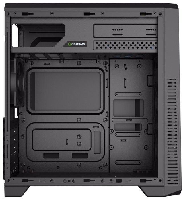 Case GameMax G561 / ATX / Transparent side panel / 3 x 12cm Blue LED Ring-type Fans / Black