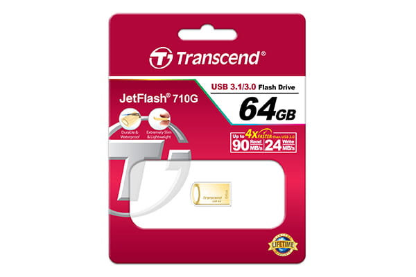 USB Transcend JetFlash 710G / 64GB / USB3.0 / Metal Case / Ultra-Slim / Gold
