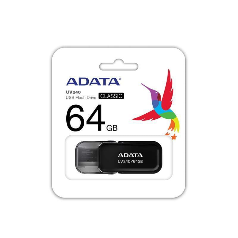 USB ADATA UV240 / 64GB / USB2.0 / Plastic / Flip Cap / Black