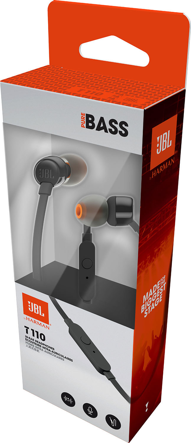 JBL T110 / In-ear / Pure Bass sound / Mic / Black