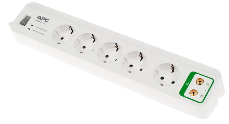Surge Protector APC Essential PM5V-RS / 5 Sockets / 1.83m / Input power 2300W / White