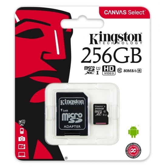 microSDHC Kingston Canvas Select 256GB / SD adapter / 400x / SDCS/256GB