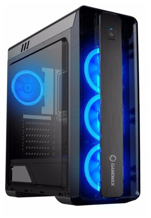 Case ATX GameMax MoonLight / Fan Controller / Ring Type Blue Fans / Black