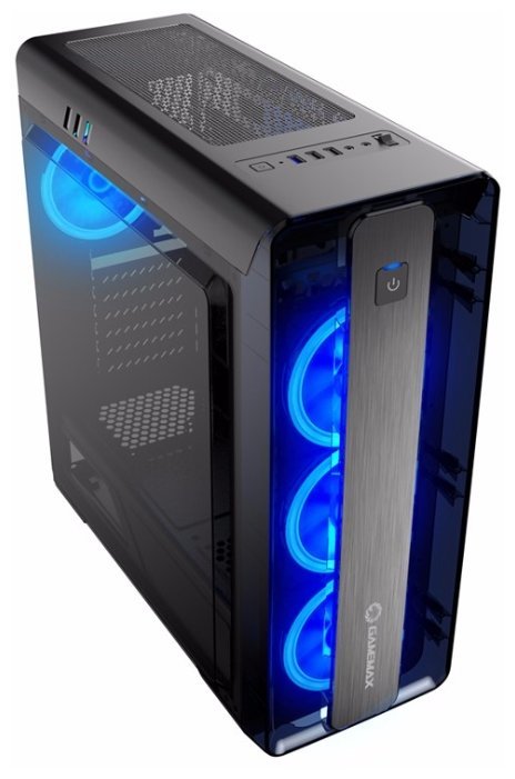 Case ATX GameMax MoonLight / Fan Controller / Ring Type Blue Fans / Black