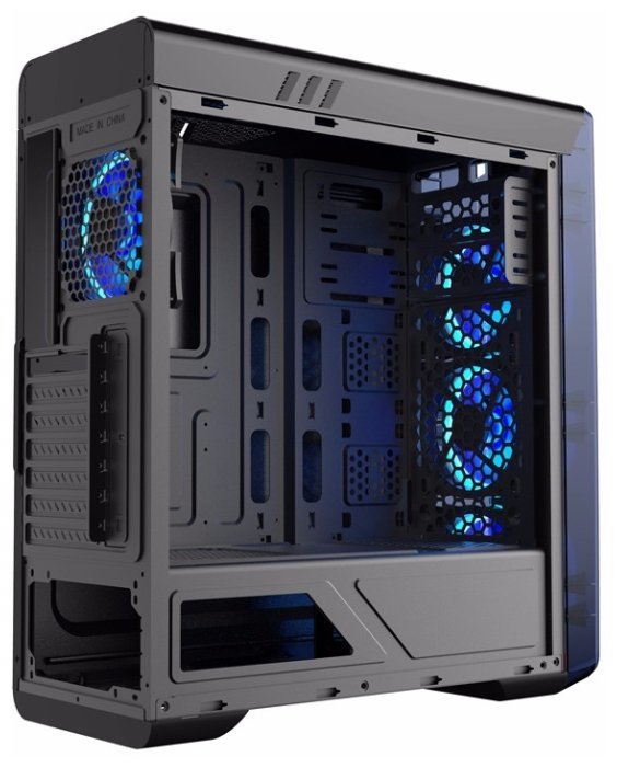 Case ATX GameMax MoonLight / Fan Controller / Ring Type Blue Fans / Black
