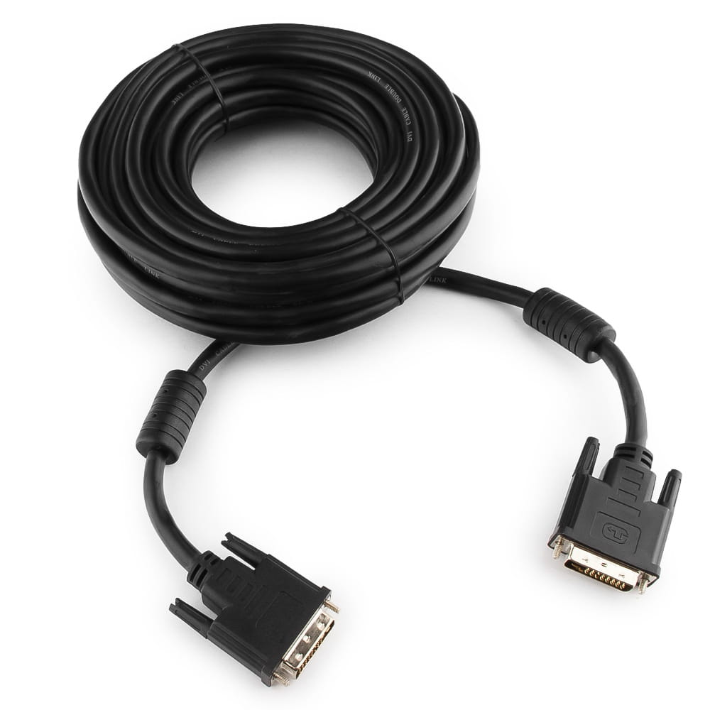 Cable Cablexpert CC-DVI2-BK-10M / 10M / Ferrite / Black