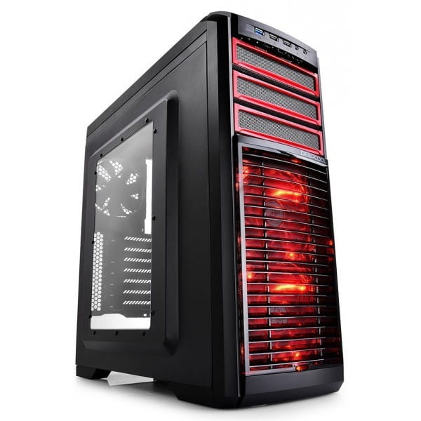 ATX Case Deepcool Kendomen / with Side-Window / without PSU / 5 fans pre-installed / Red