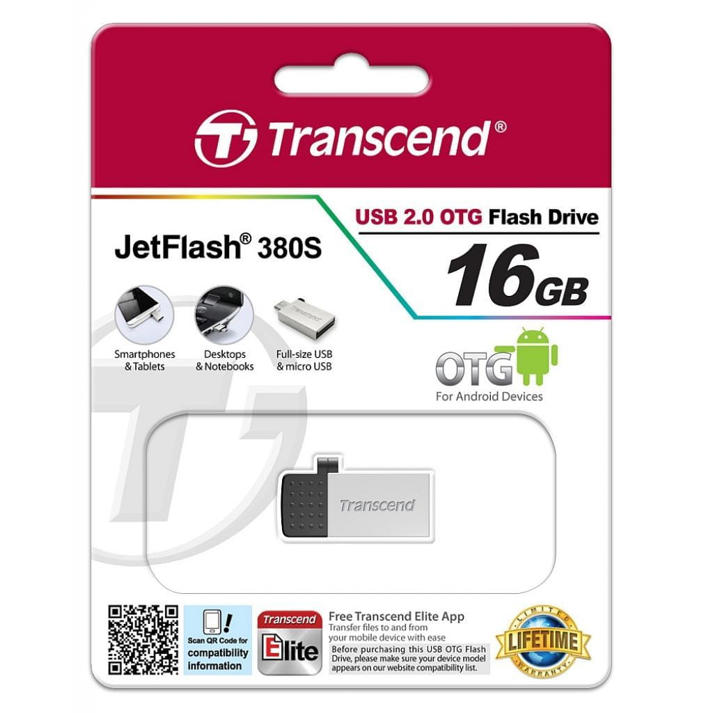 USB Transcend JetFlash 380S 8Gb / OTG / USB2.0 + Micro-USB /