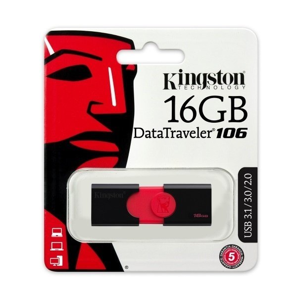 USB3.0 Kingston DataTraveler 106 / 16Gb / Retractable / DT106/16GB / Black