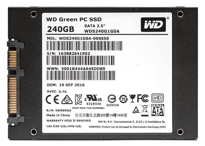 2.5" SSD Western Digital WDS240G1G0A Green / 240GB / 7mm / Silicon Motion SM2256S / NAND TLC / Green