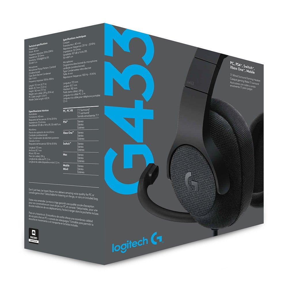Headset Logitech G433 / 7.1 Surround / 981-000668 Black