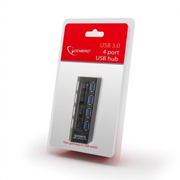 USB 3.0 Hub Gembird UHB-U3P4-22 / 4-port / Black