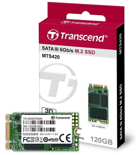 M.2 SSD Transcend 420S / 120GB / SATA / 3D NAND TLC / TS120GMTS420S /